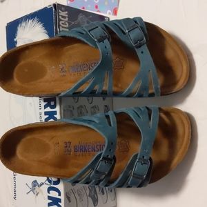 Cute Birkenstock sandals. Size 6. Turquoise. (#11)